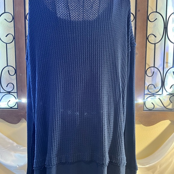 We The Free Tops - We The Free Dark Blue Waffle Knit Shirt